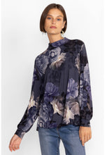 Load image into Gallery viewer, GREY PEONY PUFF SLEEVE MOCK NECK
