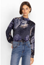 Load image into Gallery viewer, GREY PEONY PUFF SLEEVE MOCK NECK
