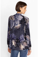 Load image into Gallery viewer, GREY PEONY PUFF SLEEVE MOCK NECK
