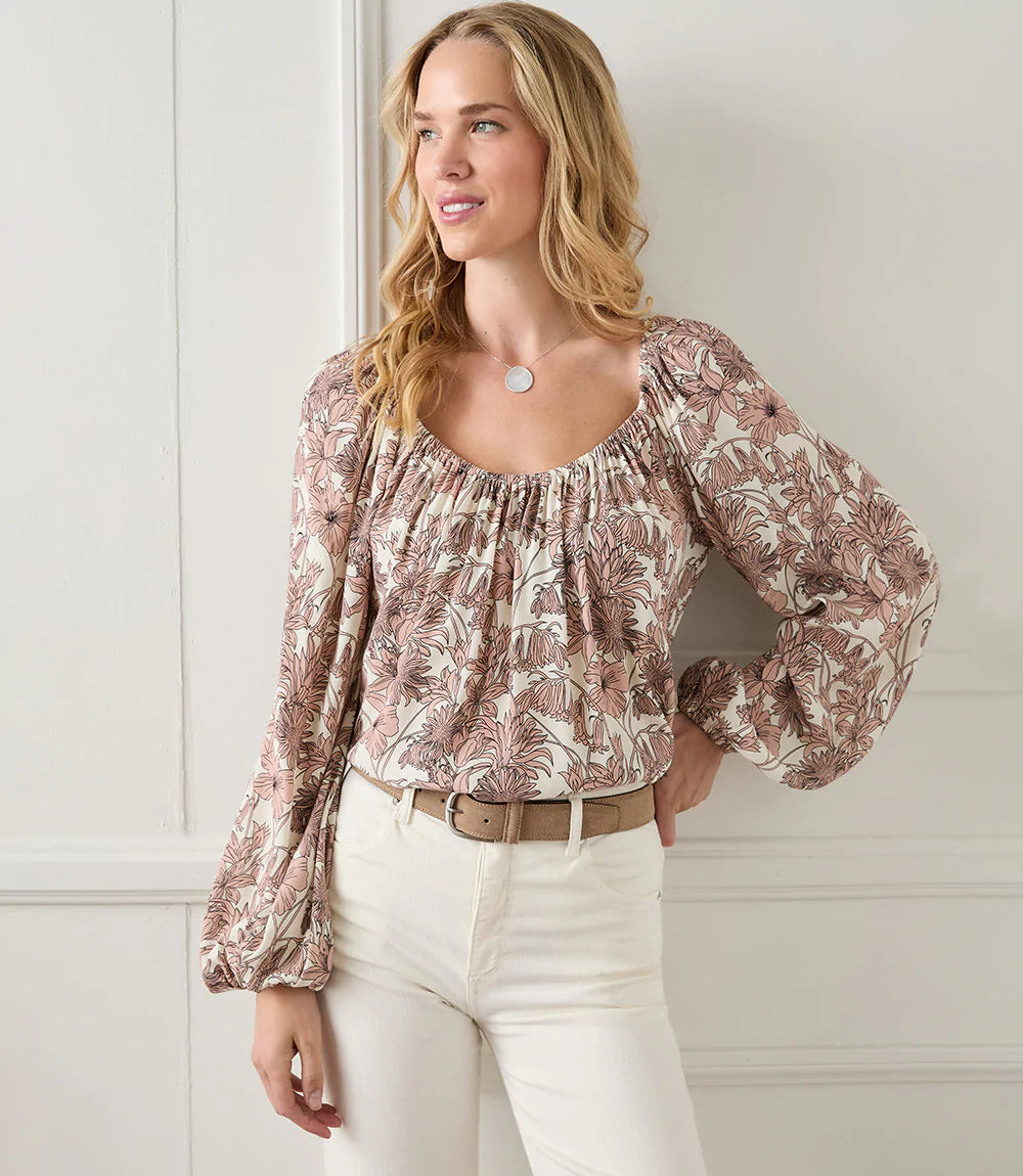 Blouson Sleeve Peasant Top