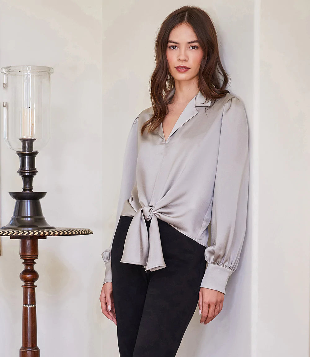 TIE-FRONT BLOUSE